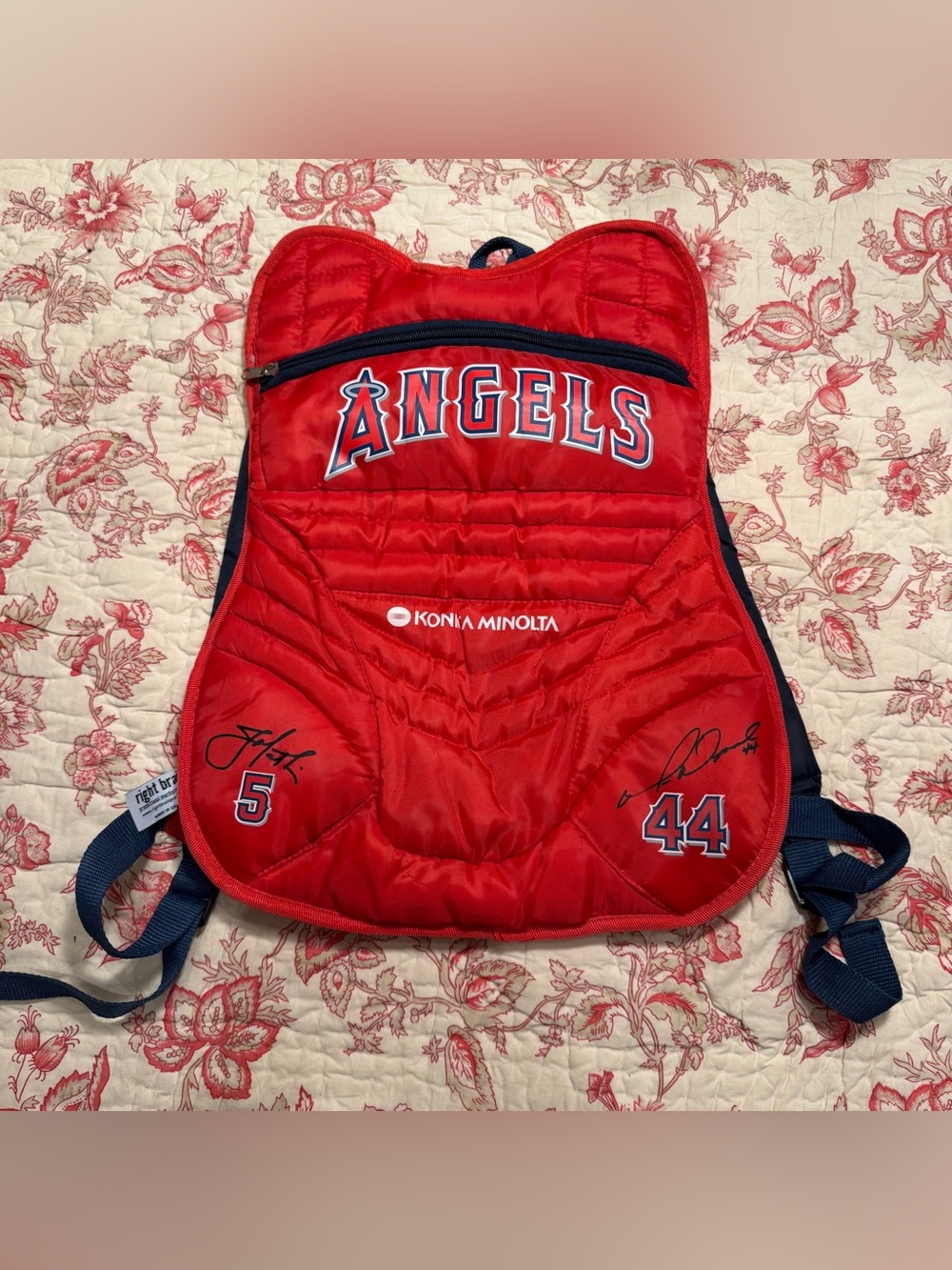 Y2K early 2000s Los Angeles Angels MLB Red Quilted Catcher style Backpack
